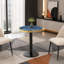 Table basse de luxe ronde de 23,6 pouces, plateau en panneau de fibres à densité moyenne en marbre UV, bandes de chant en acier inoxydable, base à piédestal en métal-248306102