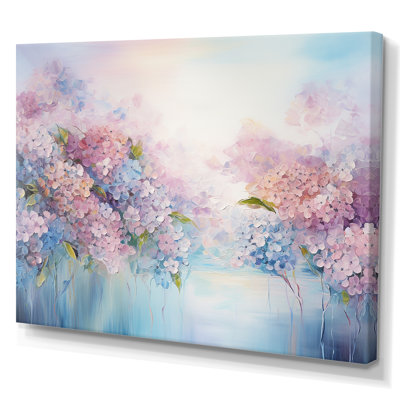 Blue And Pink Hydrangea Solitude In Nature - Flower Field Wall Decor