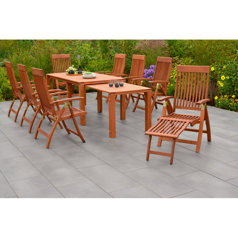 Choteau 8 - Person Eucalyptus Solid Wood Patio Dining Set Rectangular Table