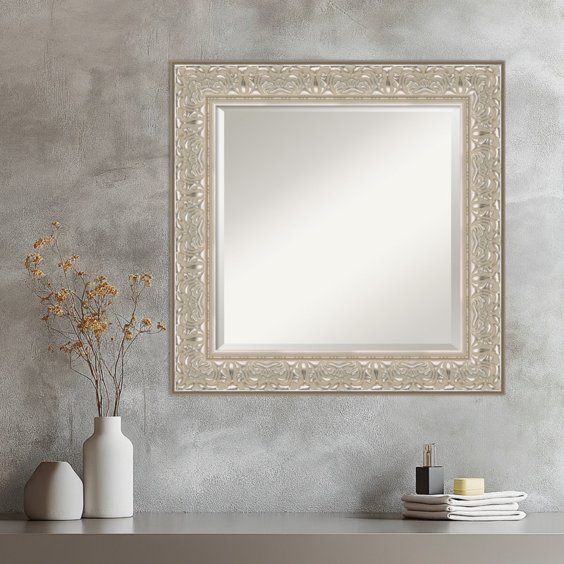 Miroir mural Luxe, 26,75 po x 26,75 po, Crème argent