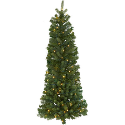  Artificial Flat Back Wall Christmas Tree With LED Lights 4ft