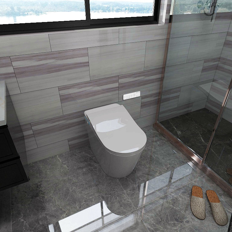 Smart Toilet With Built-In Heated Seat, Tankless Toilet With Auto Flushing, Adjustable Seat Temp, Flush Remote Control Led Digital Display, Elongated