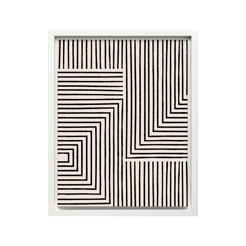 Rayures géométriques, 24"H x 32"W, Canvas, White Framed
