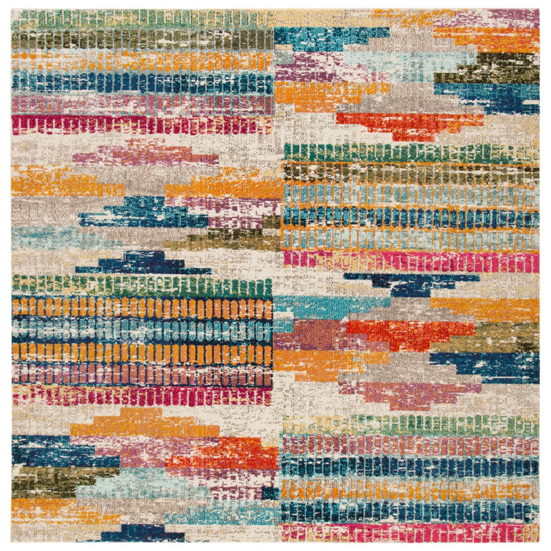 Felty Abstract Area Rug, Square 6'7"