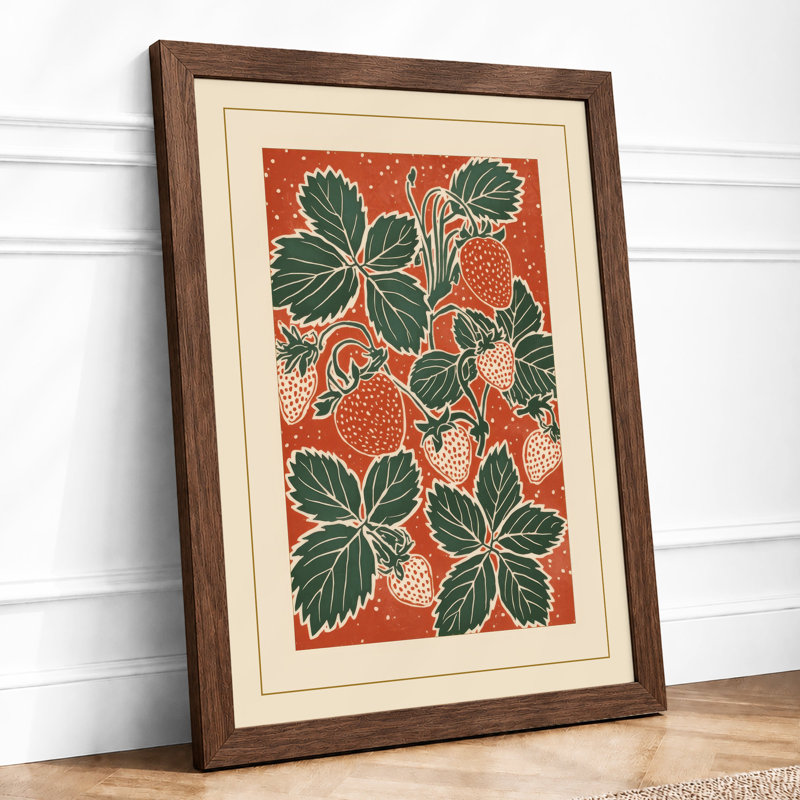 Strawberry Botanical - Print, Walnut, A4 - 29.7 x 21.0 cm