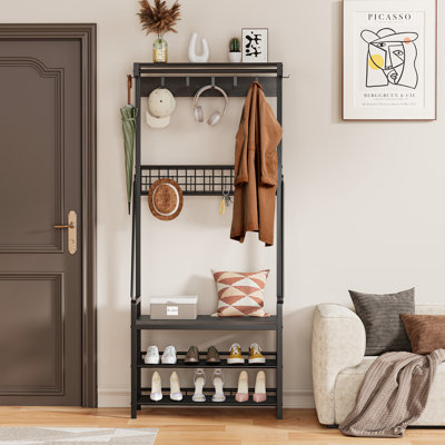 Benjam 27.56'' Wide Hall Tree with Bench and Shoe Storage