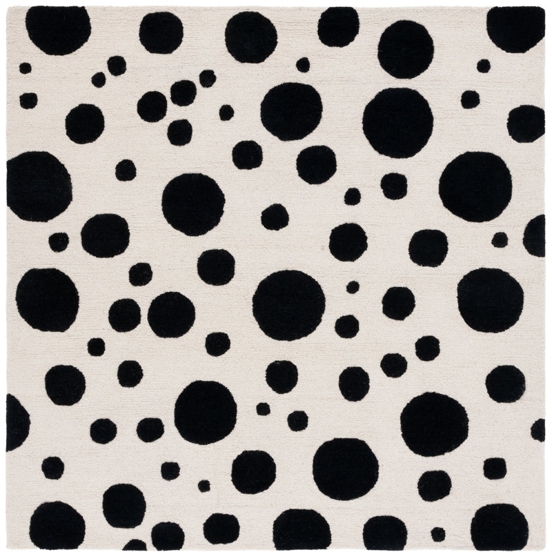 Tapis ivoire / noir Camey, Carré 6 pi