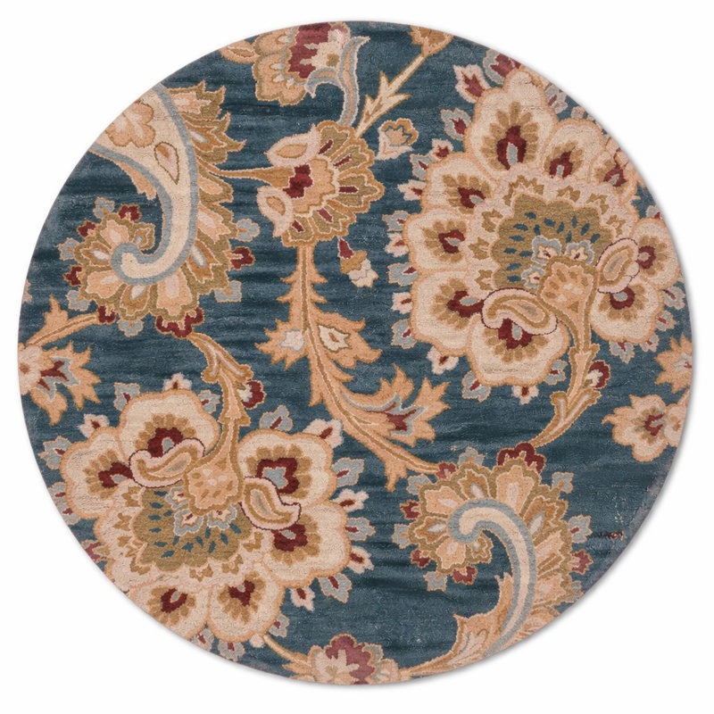 Akain Hand Tufted Wool Eco-Friendly Area Rugs - Blue Color, paisley & Floral Modern Design, High Pile Thick Handmade Anti Skid Area Rugs for Living Room, Bed Room
