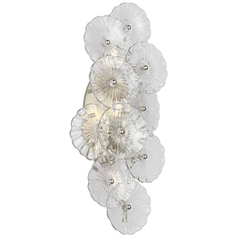 Julie Neill Gianna 21" Layered Sconce with Clear Glass, Clear, Burnished Silver Leaf