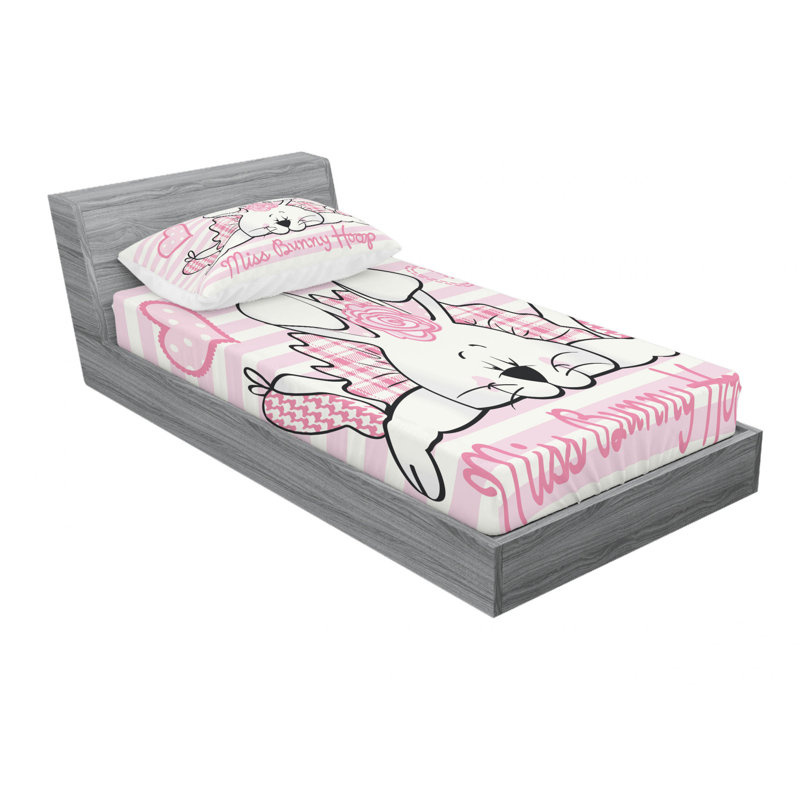 Microfiber Striped Sheet Set, Twin Sheet Set with Fitted Sheet