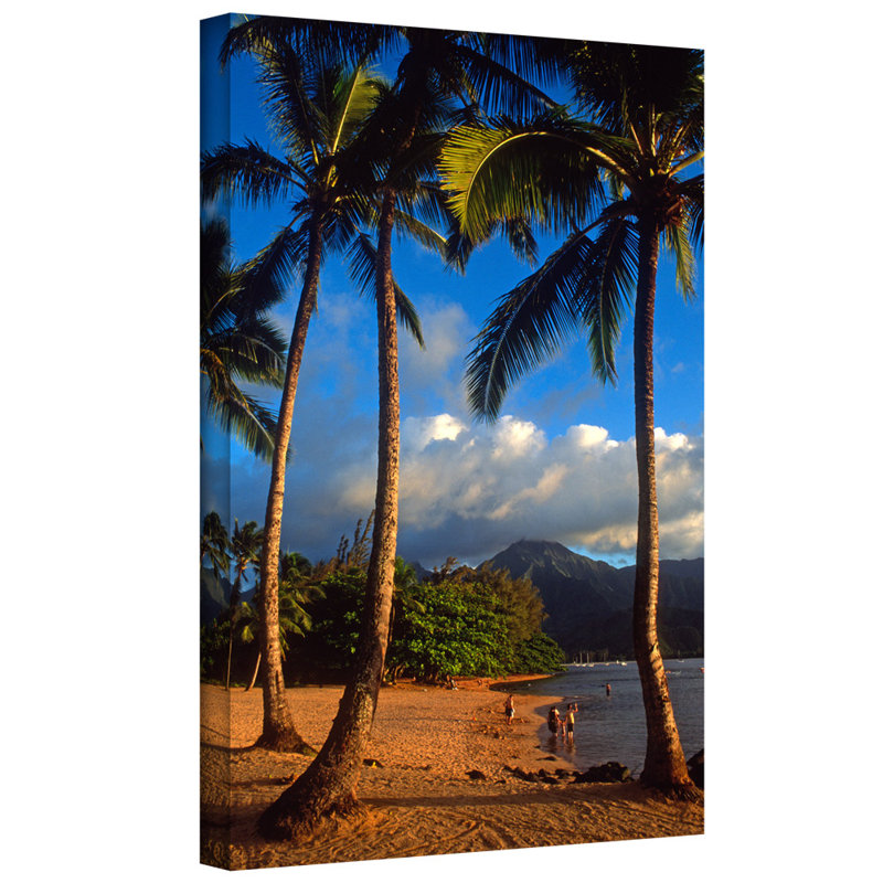 « hanalei bay palms » par kathy yates, reproduction de photo sur toile tendue, H 18 po x l 12 po