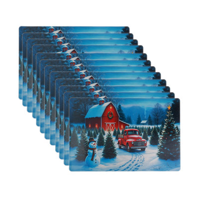 Napperon en plastique (camion rouge et grange) - ensemble de 12
