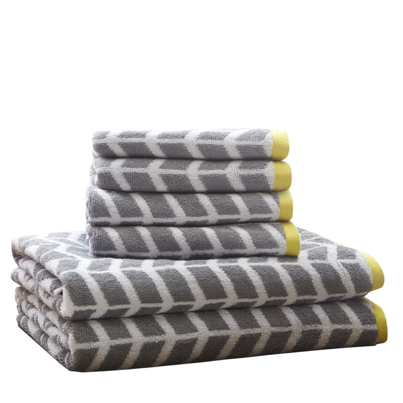 Ensemble 6 serviettes de bain en coton Nadia, Gris