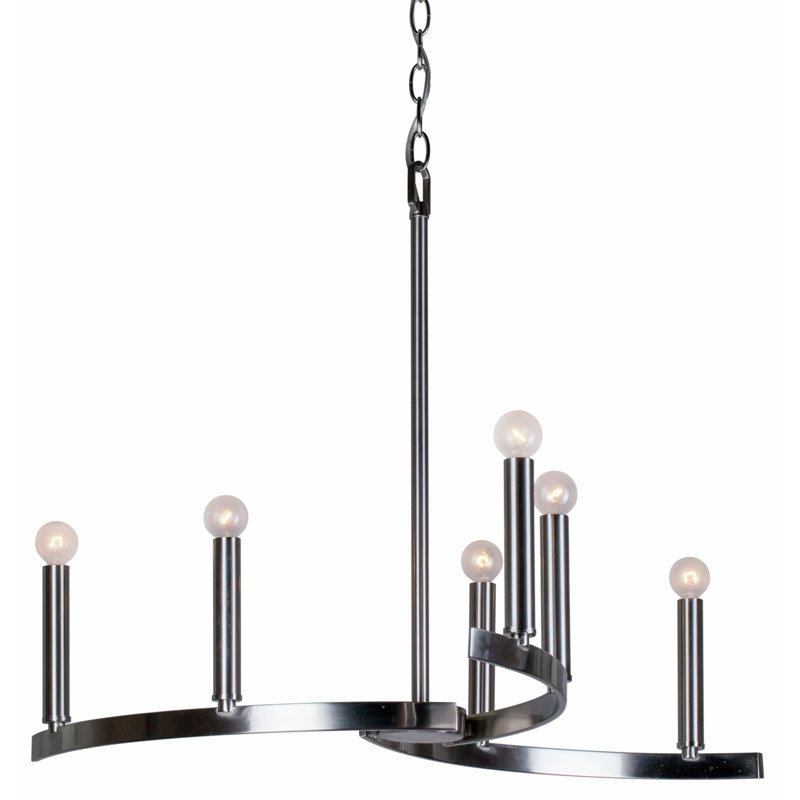 Lustree 6 lumières façon bougie/classique Mcspadden, Nickel brossé