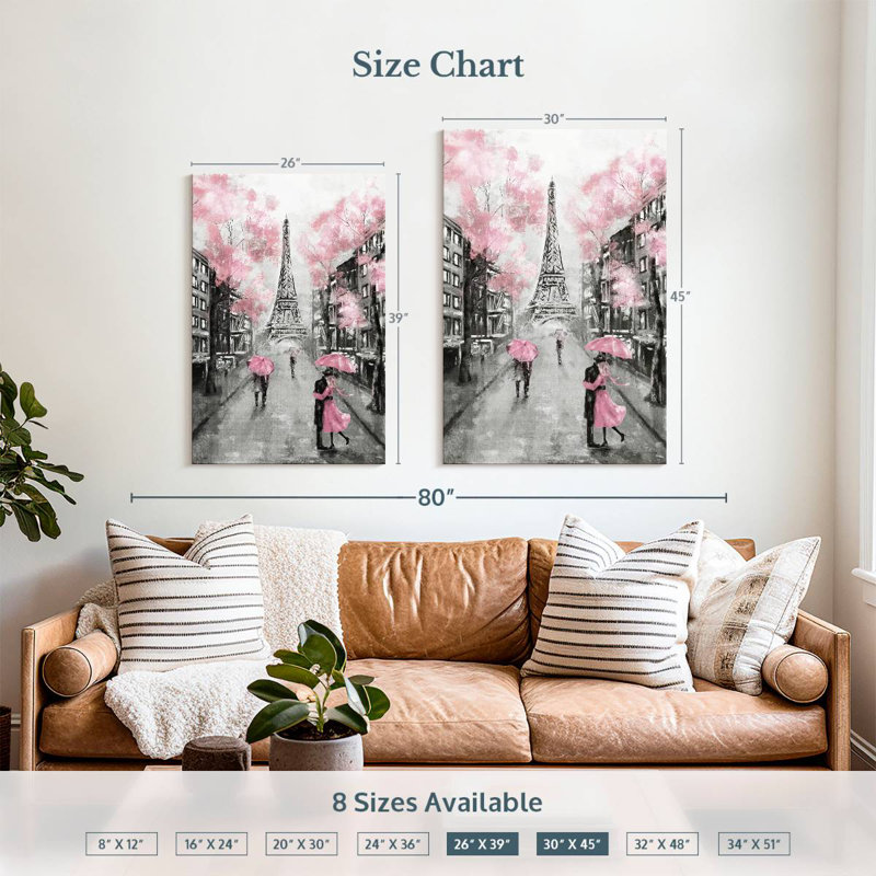 Pop rose Paris, H 39 po x l 26 po