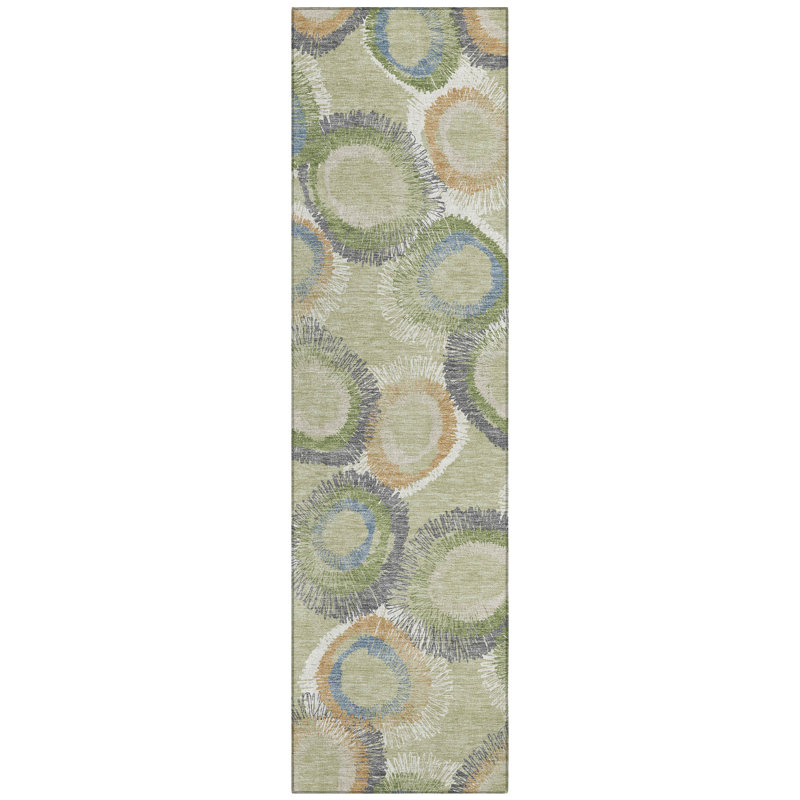 Machine Washable Indoor/Outdoor Corbin ACN2278 Geometric Rug, Runner 2'3" x 7'6"