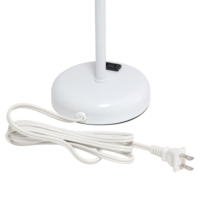 19.5" White Stick Table Lamp Set with Aqua Fabric Shades