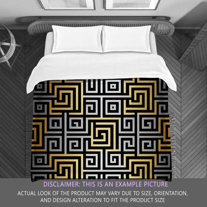 Polyester Comforter, Twin Comforter, Gold/Silver Geometric