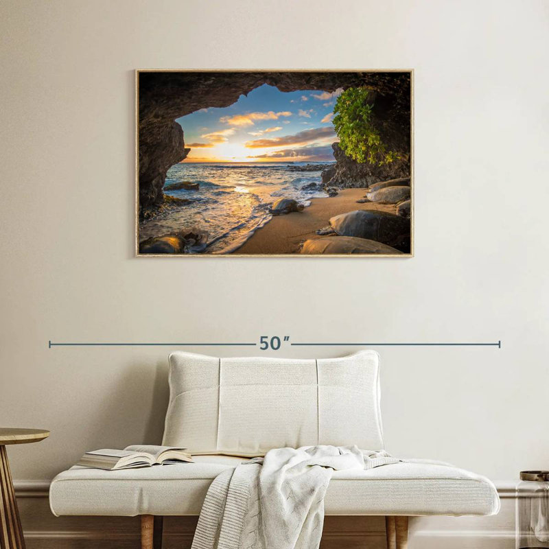 Tortue Maui, Cadre flottant en bois naturel, 37 po x 25 po