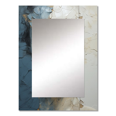 Gold And Blue Woman Meditation Portrait I - Woman Decorative Mirror, Beige Wall Mirror, Printed Metal Art