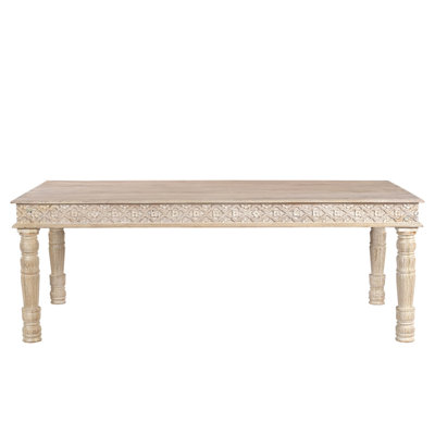  84-Inch White Solid Wood Dining Table