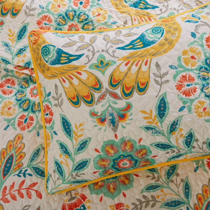 Ensemble de courtepointe réversible Gracie Mills Mahidur Boho avec coussins décoratifs