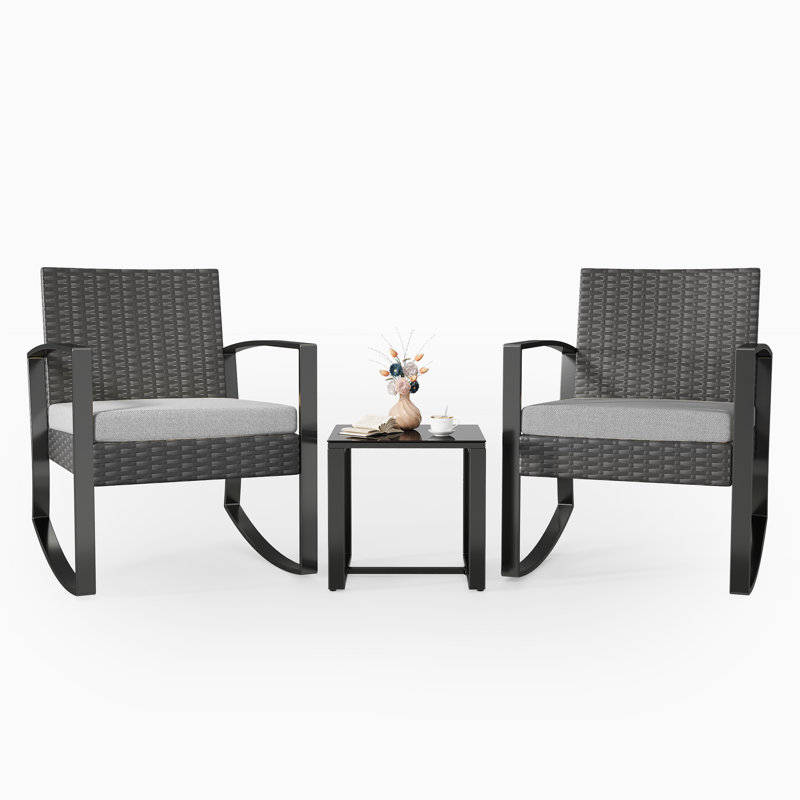 Ensemble de conversation d'extérieur pour 2 personnes avec coussins Chemin, Gris