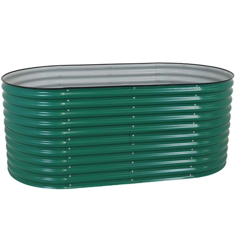 Lemark Oval Steel Stackable Raised Garden Bed - Green - 79", 32" H x 79" W x 40" D, Green