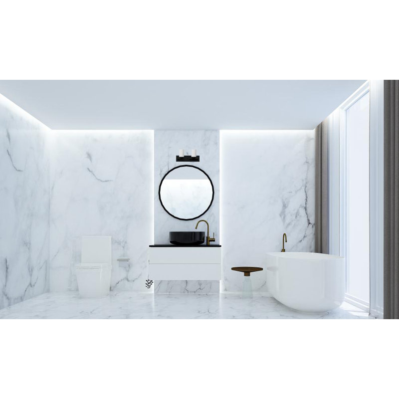 Éclairage pour meuble-lavabo à intensité variable Aimilia, 2, Lin blanc / noir