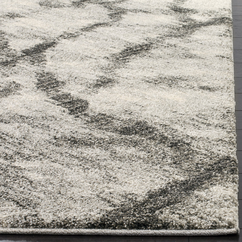 Tapis abstrait Retro 2144 Performance, Carré 6 pi, Gris