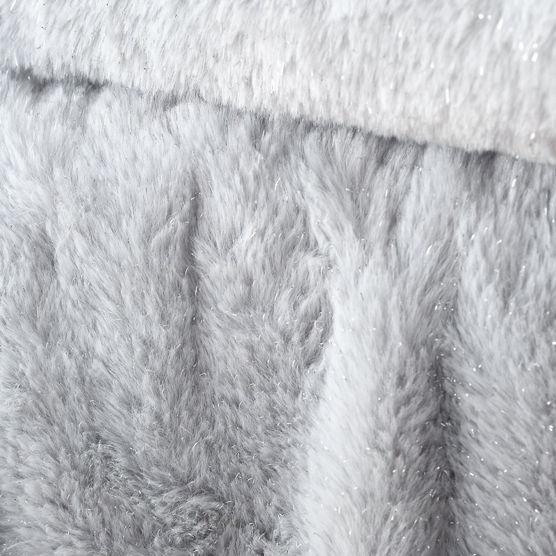 Cosy Glamour Fur Blanket Throw, Silver