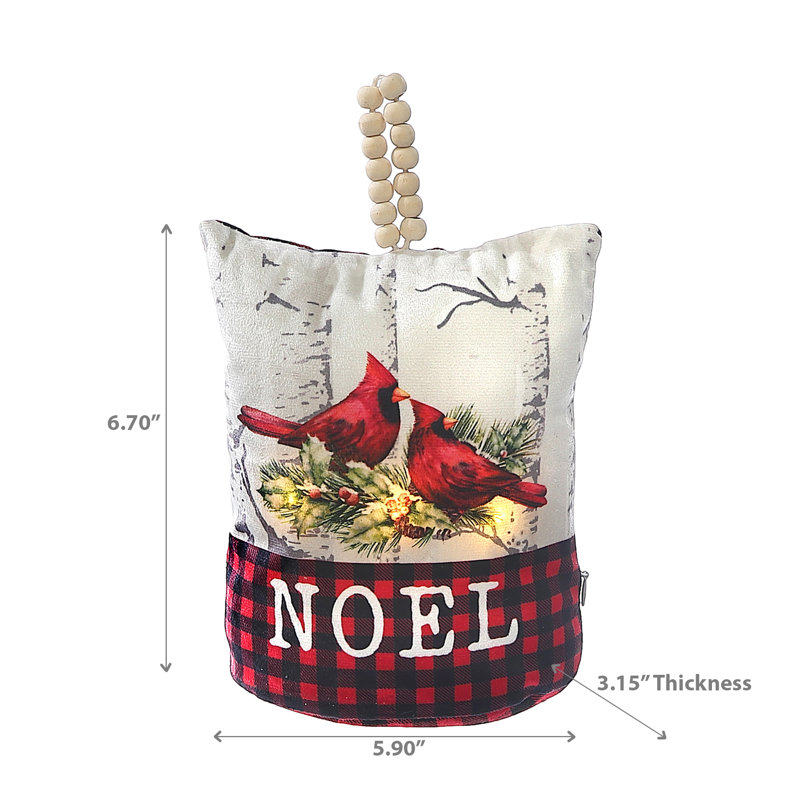 Noel Fabric Weighted Floor Stop with LED Lights