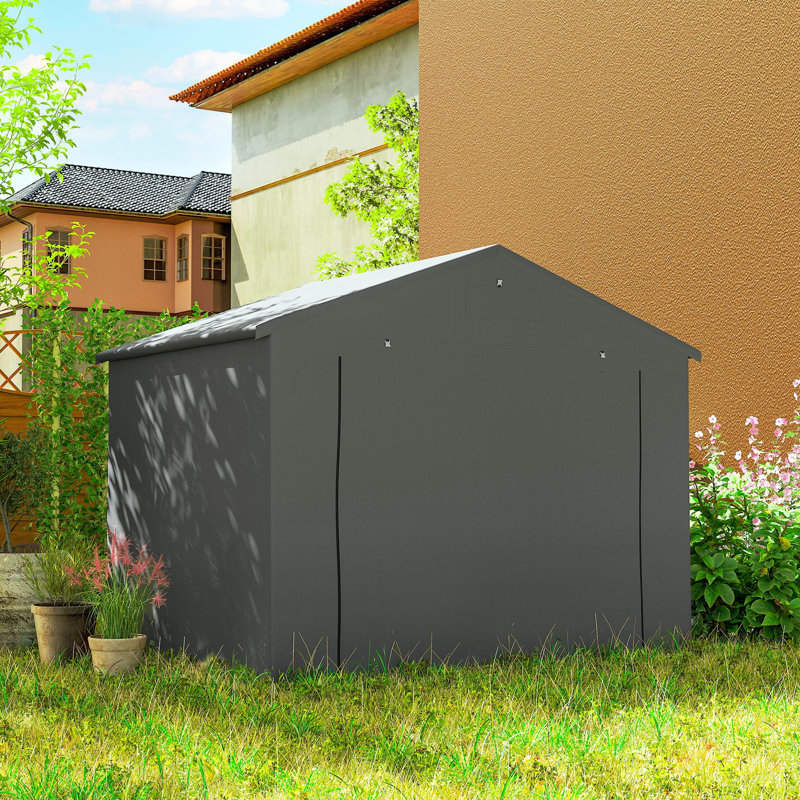 Outsunny 8 x 4 ft Garden Storage Shed with Roll-up Zipper Door, Dark Grey