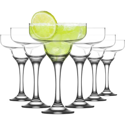 Margarita Glass Set Of 6 - 10.25 Oz Clear Daiquiri Cocktail Glasses For Frozen Drinks - Classic European Design