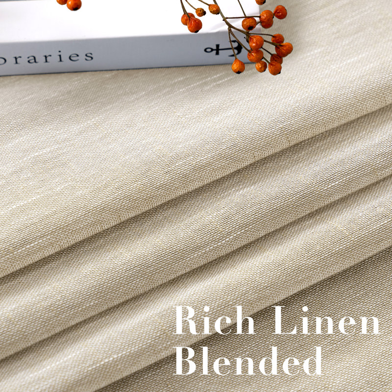 Linen Blended Textured Semi-Sheer Grommet Curtains - 37"/52" Widths Semi-Private & Light-Filtering Linen-Style Panels for Bedroom 