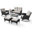 Ensemble de conversation de patio extérieur en osier 7 pièces avec chaises à bascule et poufs-1430521816-1430521822