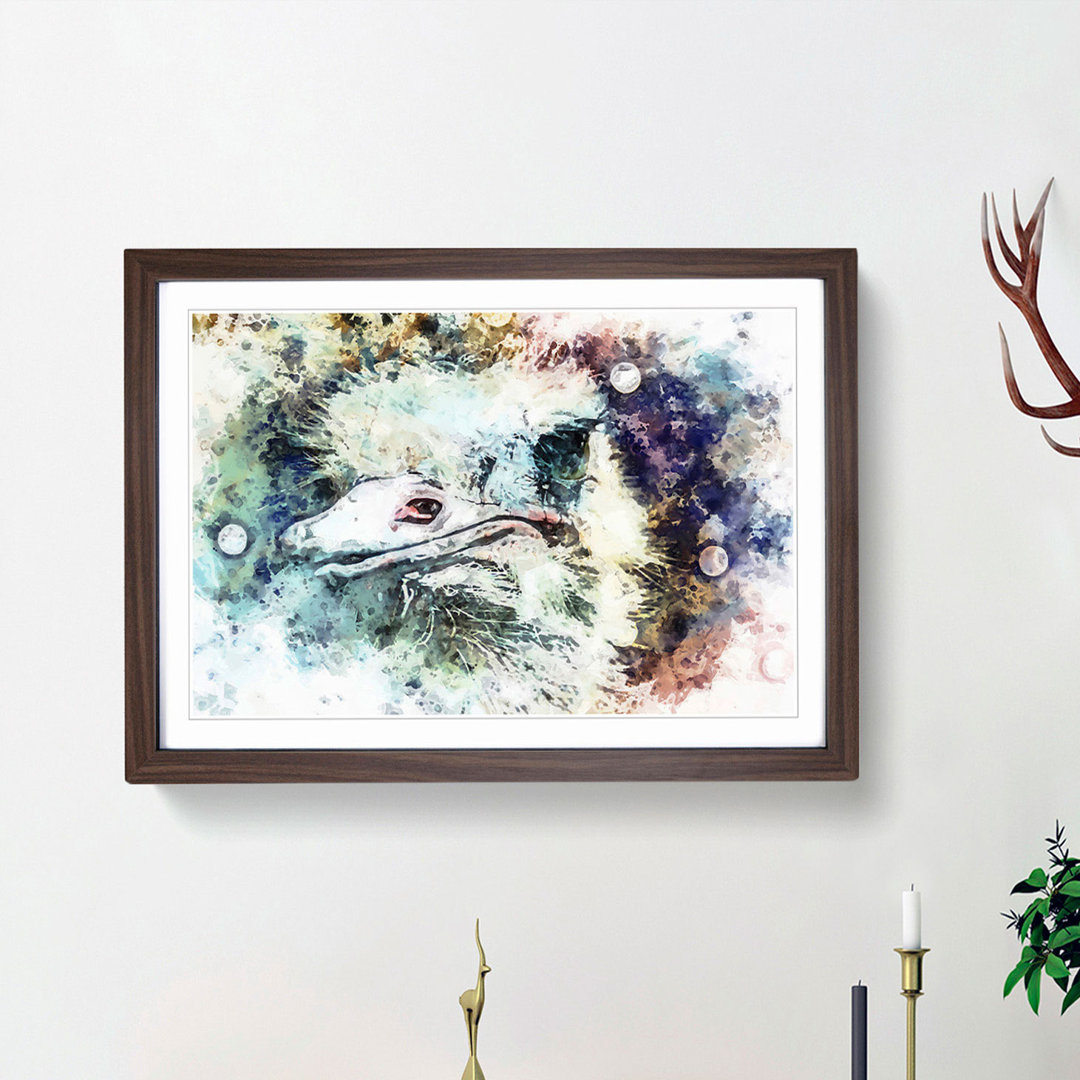 Curious Ostrich in Abstract - Picture Frame Painting Print