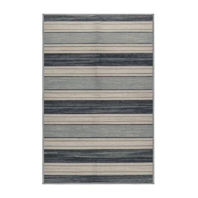  Tapis lavable rayé gris clair