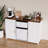 Large Coffee Bar Cabinet with Fridge Space, Mini Fridge Cabinet with Wine Storage, Buffet Sideboard Table for Home, Fluted Modern Design,53.2" L，White-1086345892