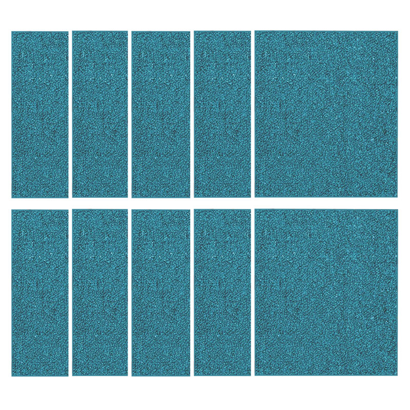 Ensemble de tapis intérieur / extérieur en polyester touffeté à la machine de couleur unie bleu indigo, Carré 2 pi