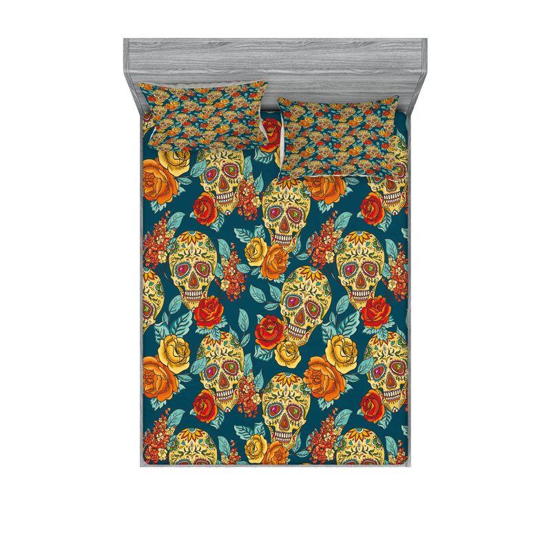 Multicolore ensemble de draps et taies décoratives Ambesonne, Ensemble de draps pour grand lit + 1 drap-housse +