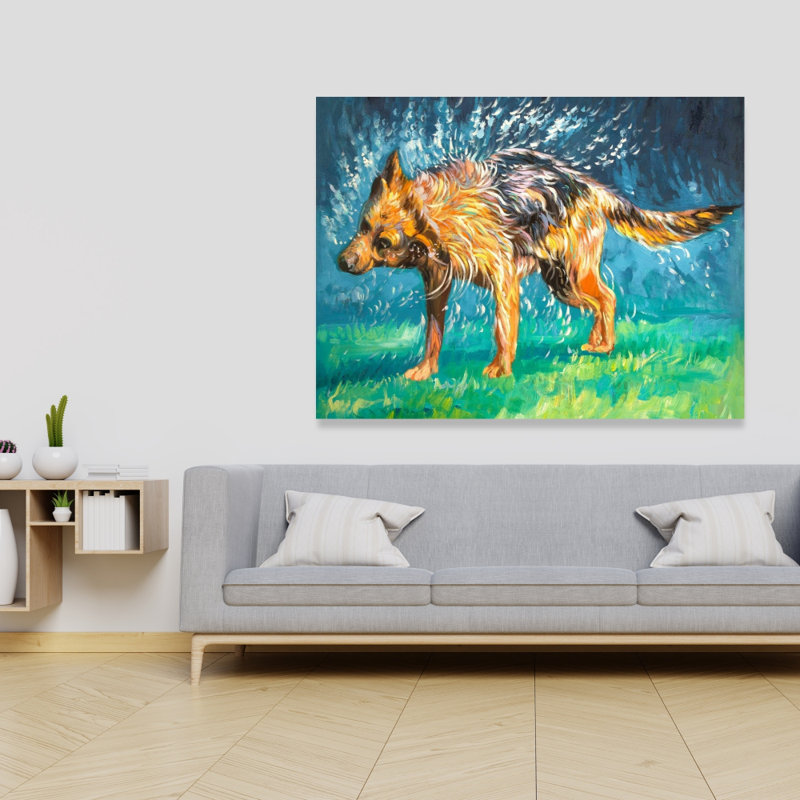 Toile de berger allemand humide Spin-Dry | Art animalier contemporain