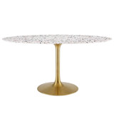 Lippa 60" Oval Terrazzo Dining Table In Gold White