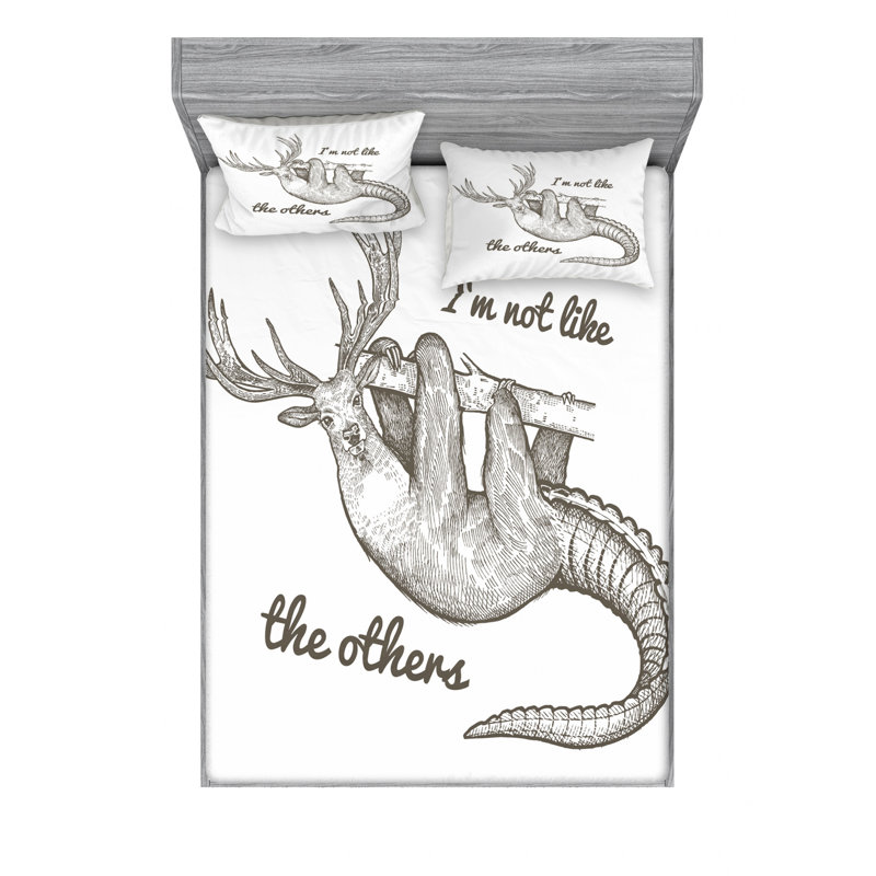 Ensemble de draps «Unusual Words i am Not Like the Autres», Ensemble de drap pour grand lit avec drap-housse