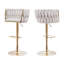 Chaises de bar en velours à hauteur réglable avec accoudoirs, ensemble de 2 tabourets pivotants beiges, base en métal doré pour îlot de cuisine, bar, décoration intérieure moderne-1001243558