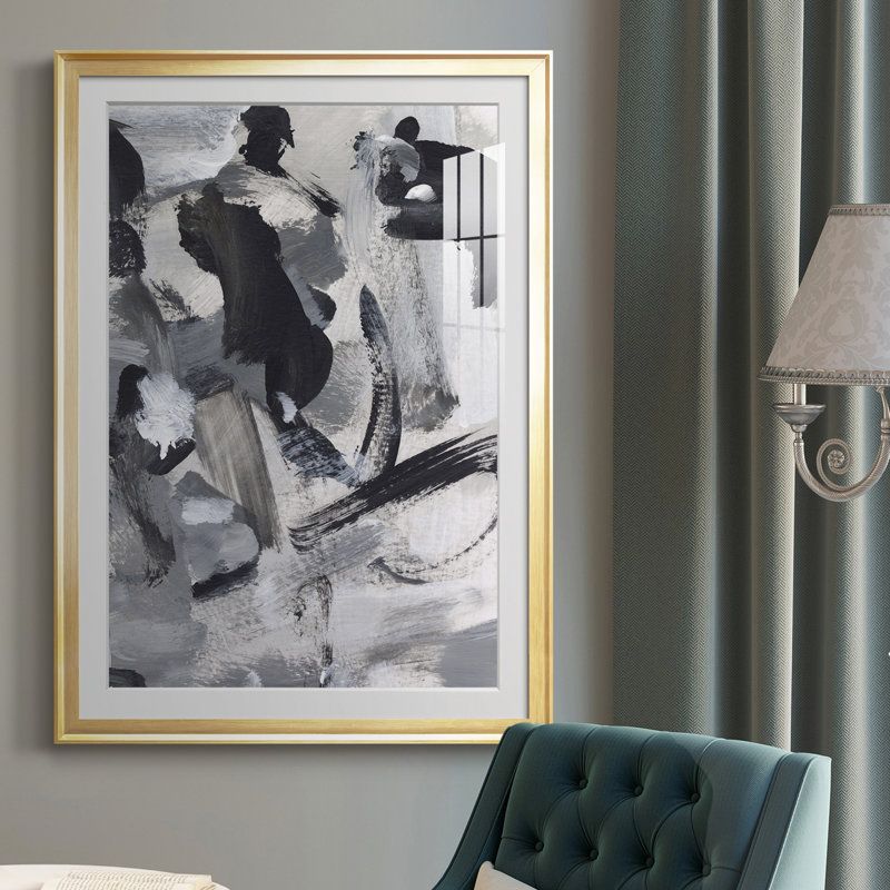 «Black & White Mix IV» - reproduction de cadre photo, H 36,5 po x l 26,5 po x P 1 po, Cadre doré