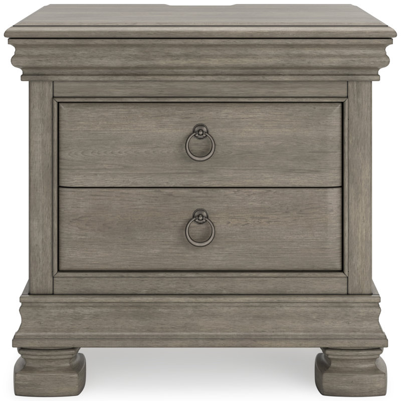Lexorne Gray Traditional 3-Drawer Nightstand with USB Charging