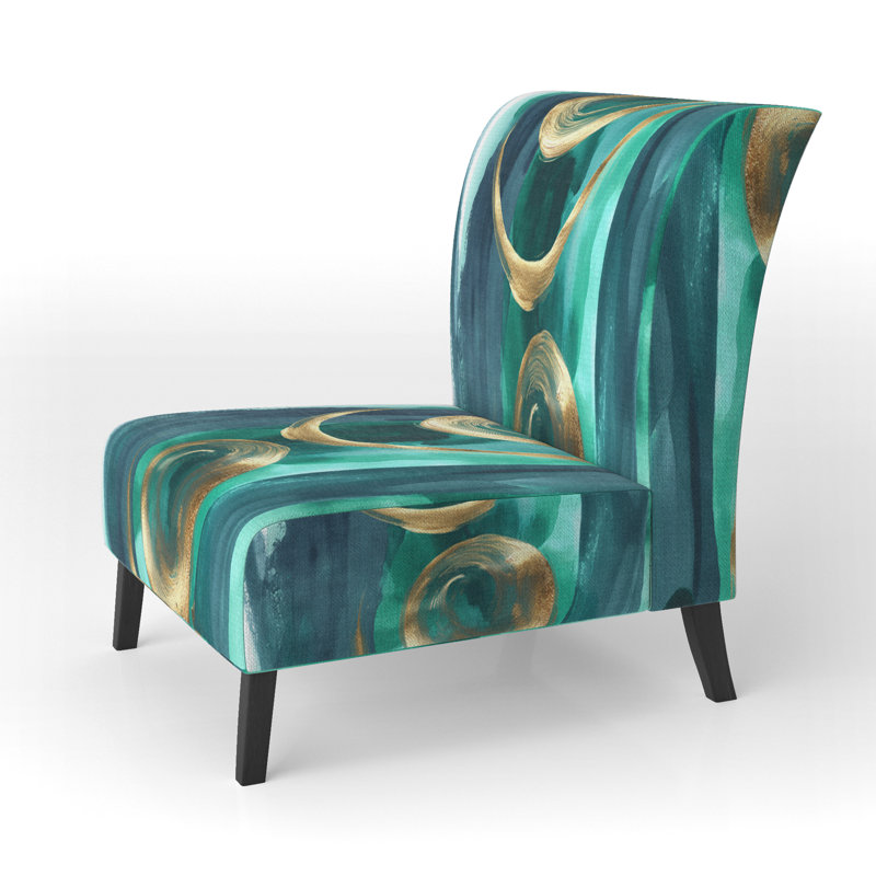 Fauteuil de chambre rembourré Glam Mettalic II, Mélange de polyester turquoise