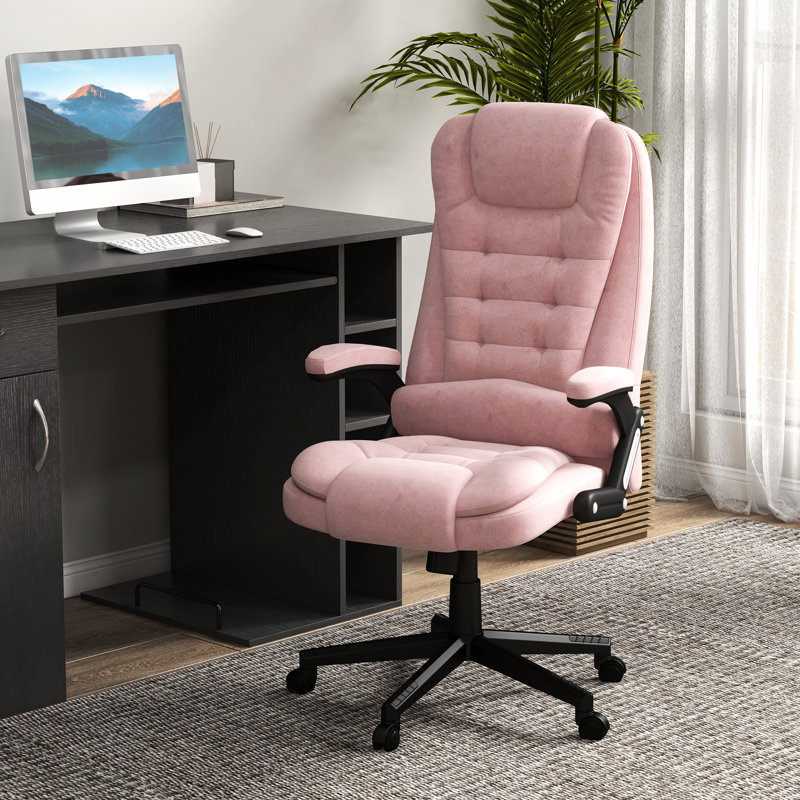 Fauteuil de bureau inclinable, chauffant et chauffant, en velours rose, avec siège réglable et massage, rose