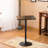 Dining Area Adjustable Height Bar Table With Black Square Top And 2 Swivel Leather Rotating Stool Units For Office
